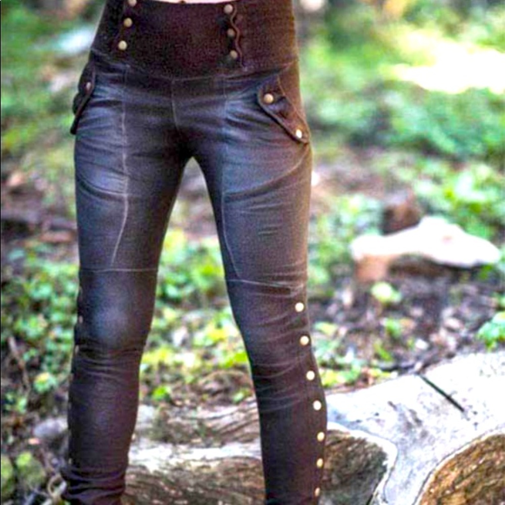 Black pants with silver buttons